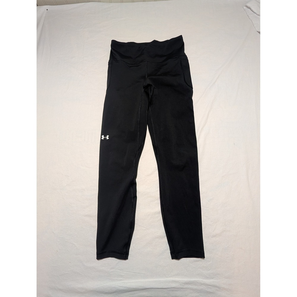 Under Armour Womens HeatGear High Rise Pocketed Cropped Leggings Black Small
